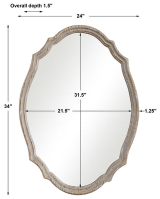 34" Coastal Brown Oval Mirror