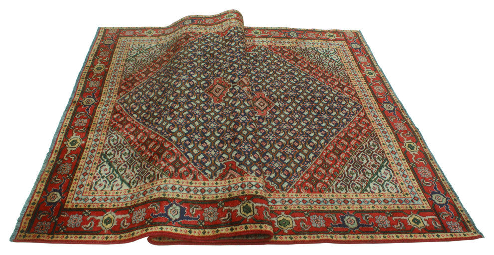 Fine Vintage Distressed Mouhcine Navy/Red Rug, 6'0x8'10