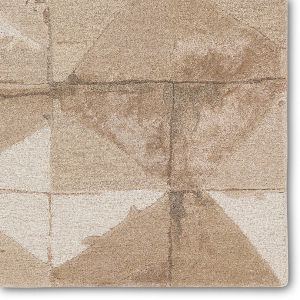 Agate Handmade Geometric Taupe/ Cream Area Rug 10'X14'