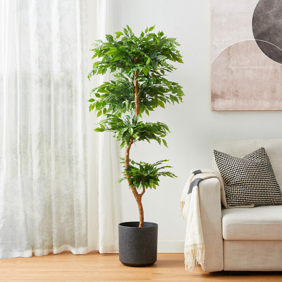5' Creative Shaped Faux Ficus Tree in Pot