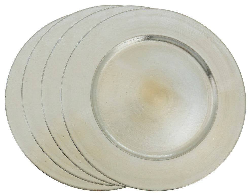 Classic Design Charger Plate, Set of 4, Platinum