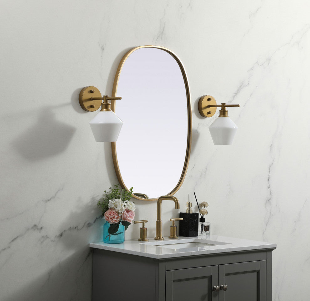 Elegant Decor Metal Frame Oval Mirror 20X30" in Brass