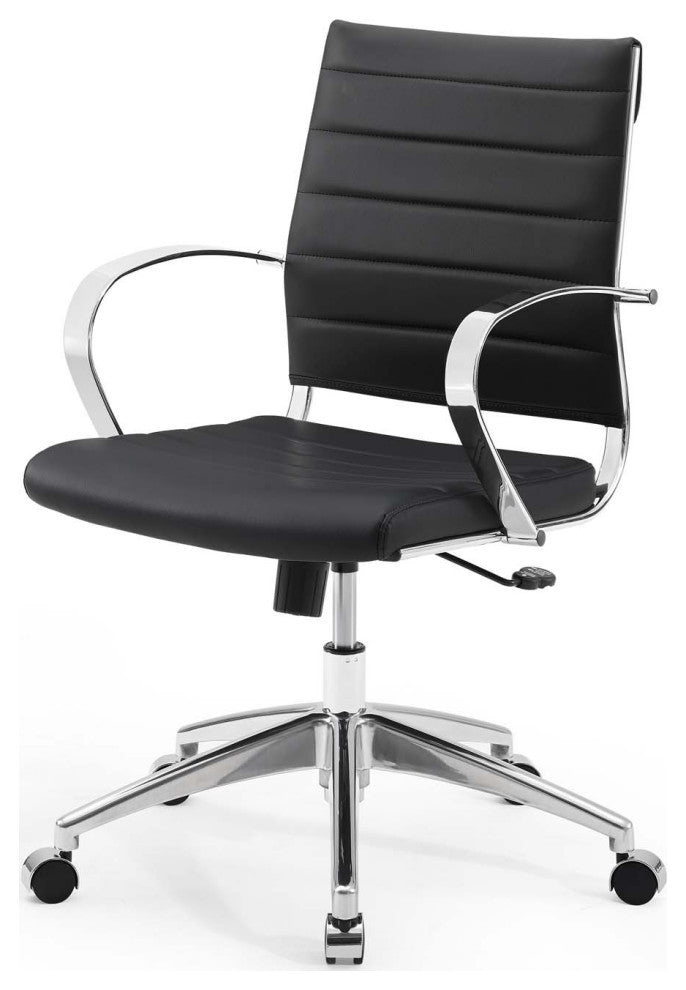 Computer Work Desk Chair, Faux Leather, Black, Modern, Home Business Office