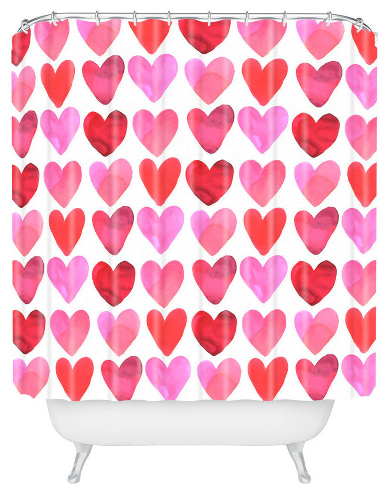 Amy Sia Heart Watercolor Shower Curtain, 72"x69"