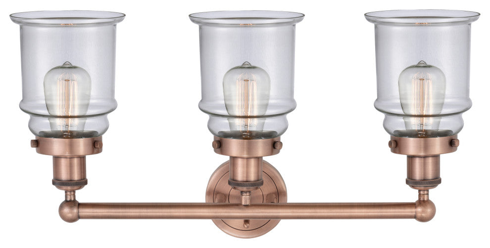 Canton 3-Light 24" Bath Vanity Light, Antique Copper Finish, Clear Shade