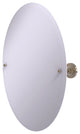Frameless Oval Beveled Edge Tilt Mirror, Antique Pewter