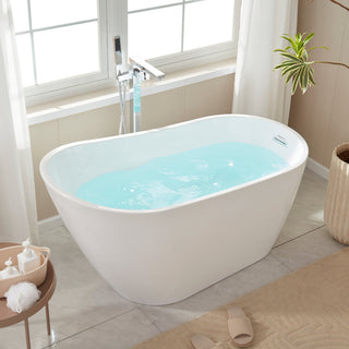 Vanity Art Freestanding Acrylic Soaking Bathtub, Pure White, 55"