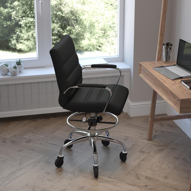 Lexi Mid-Back Drafting Chair with Adjustable Foot Ring, Black