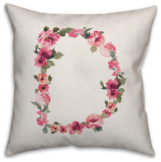 Floral Pattern Monogram D 18x18 Indoor/Outdoor Pillow