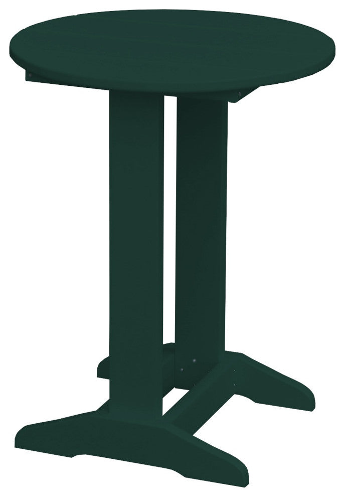 Poly Lumber Balcony Side Table, Turf Green, Round