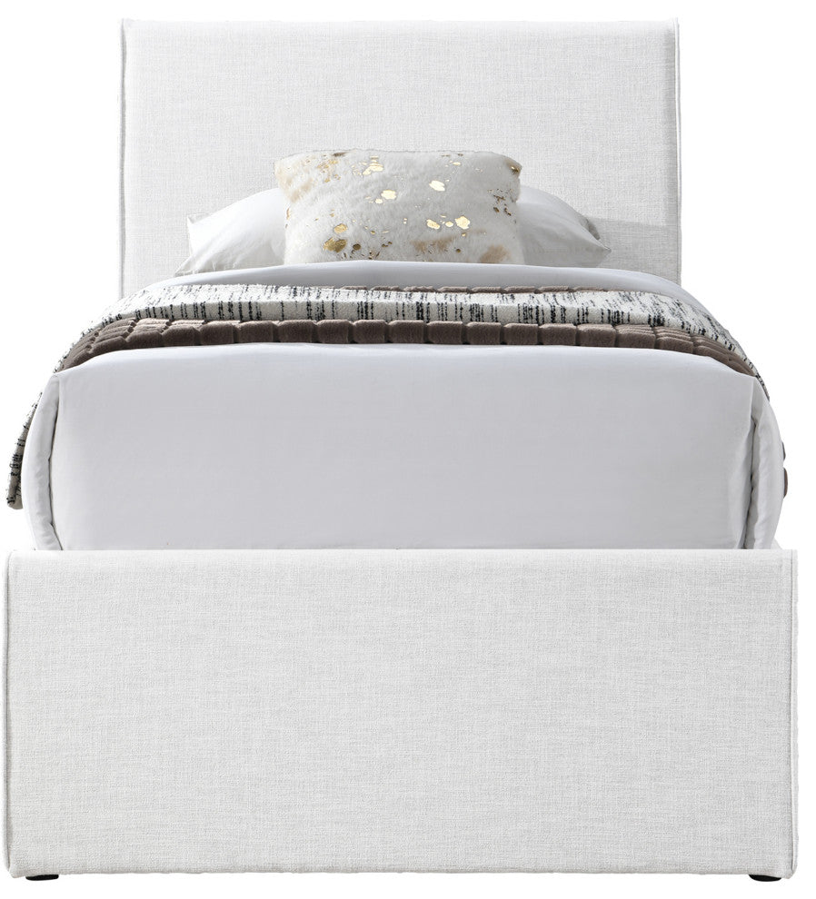 Myles Upholstered Trundle Bed, Cream, Twin, Linen Textured Fabric