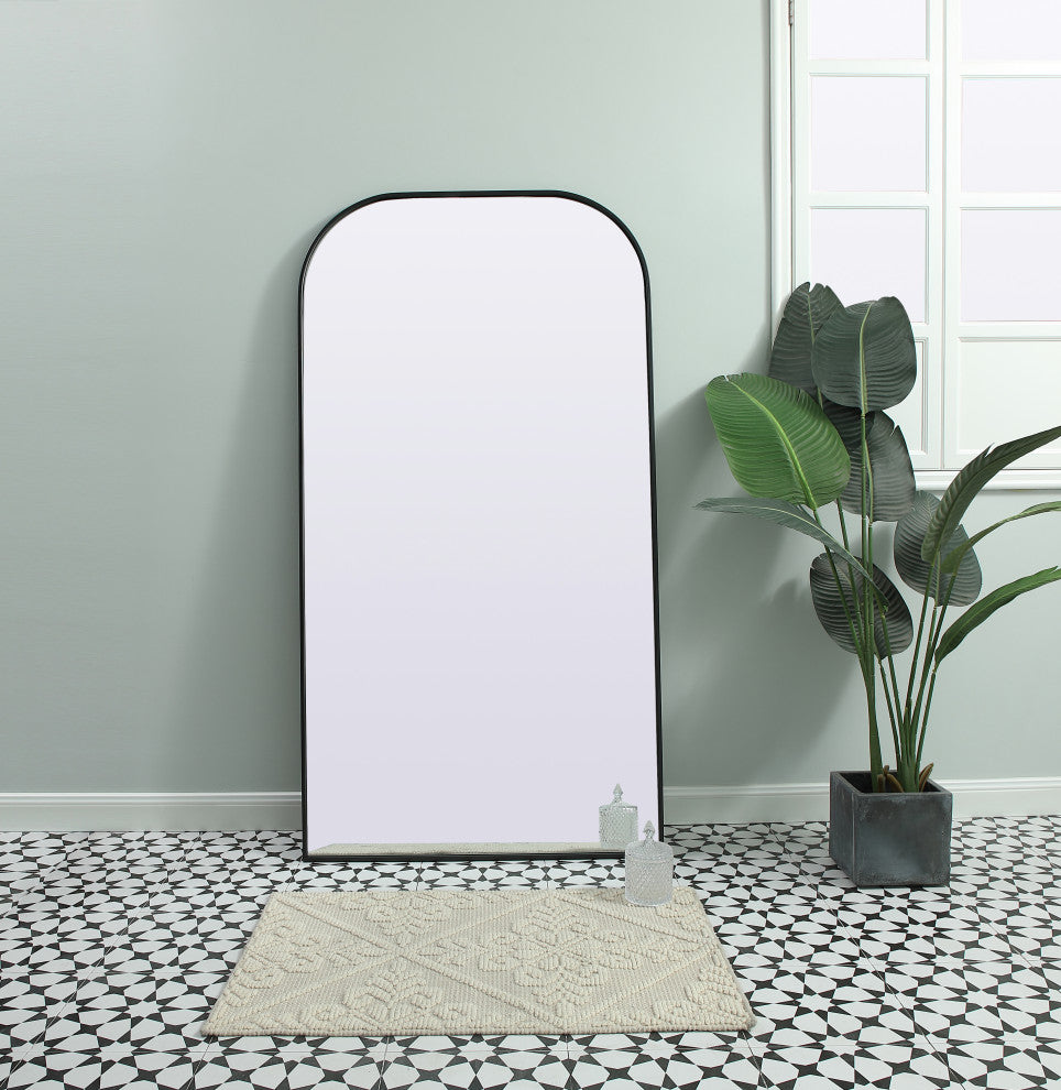 Metal Frame Arch Full Length Mirror 35X66 Inch, Black