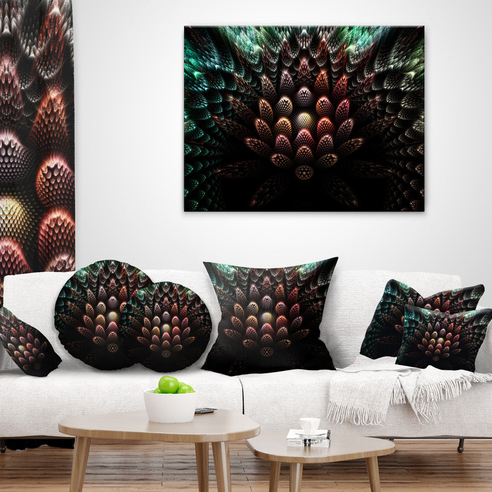 Fractal 3D Flower Fantasy Contemporary Throw Pillow, 18"x18"