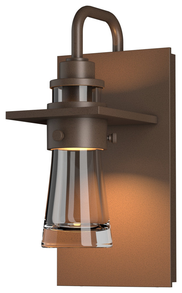 Erlenmeyer Small Outdoor Sconce, Coastal Bronze Finish, Clear Glass