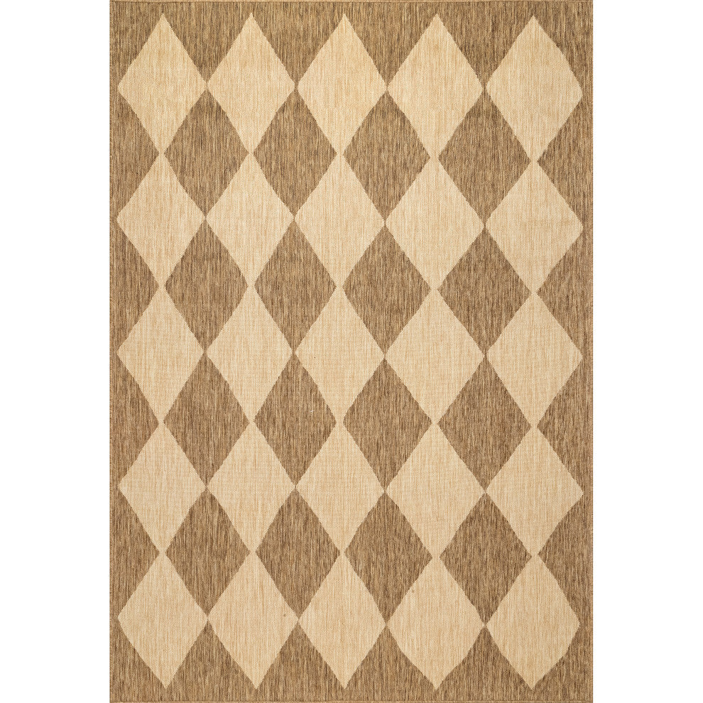 Nuloom Sabina Diamond Trellis Indoor/Outdoor Area Rug, Brown 2'x8'