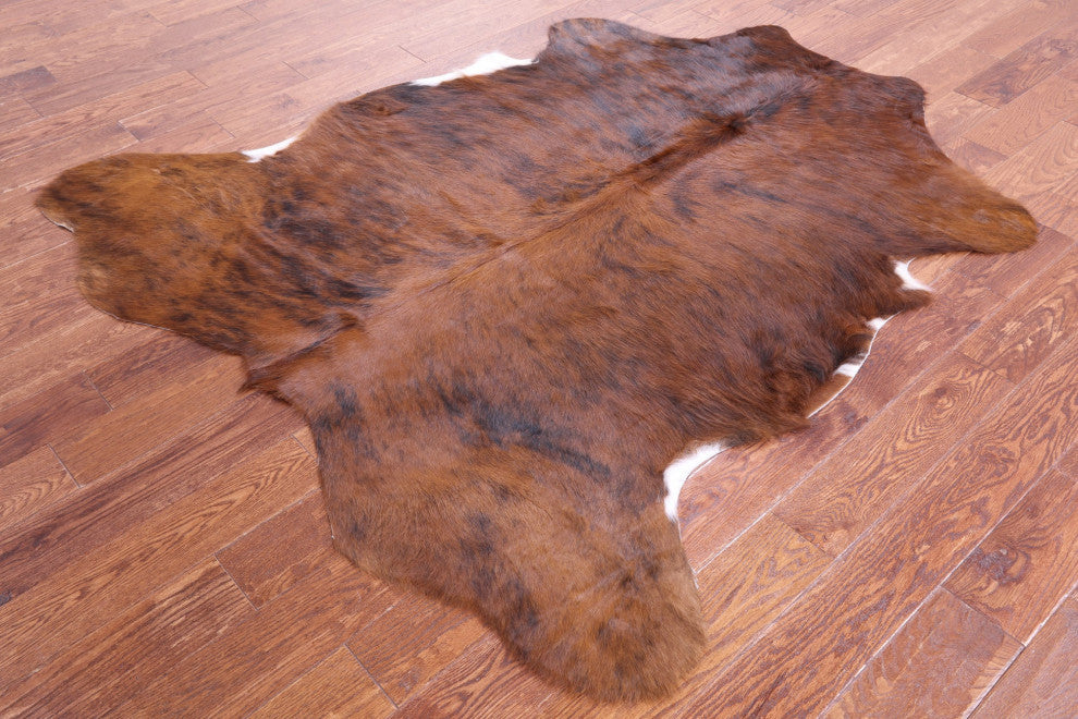 6' 4" X 5' 9" Brindle Natural Cowhide Rug C1893