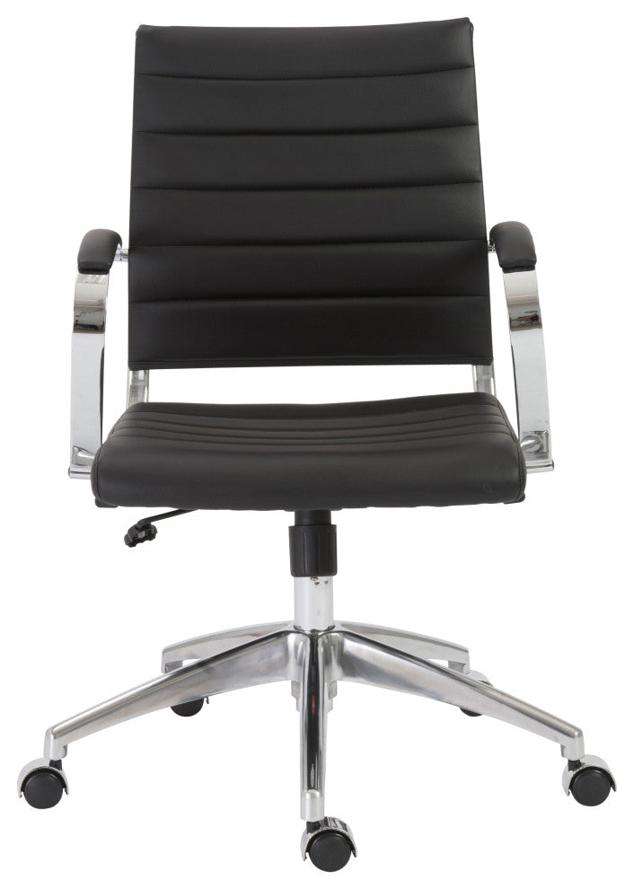 Axel Low Back Office Chair, Black With Aluminum Base