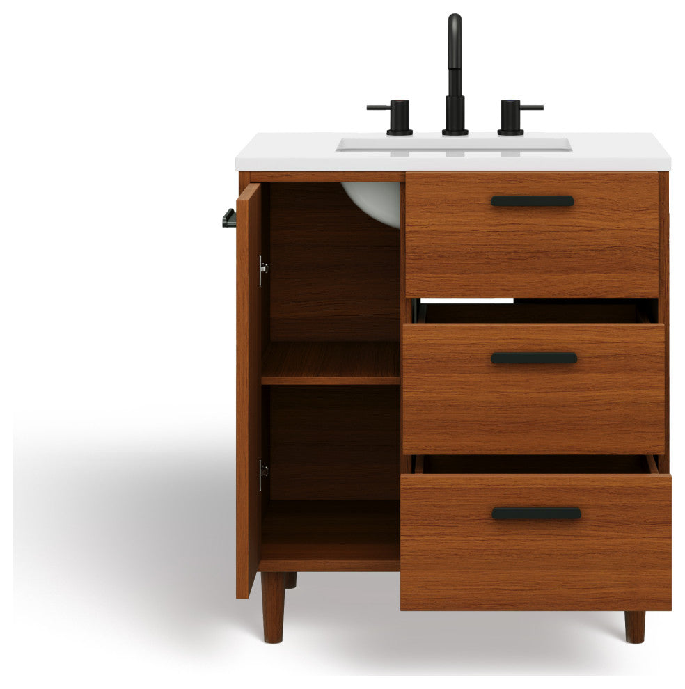 The Darby Bathroom Vanity, Teak, 30", Single Sink, Freestanding