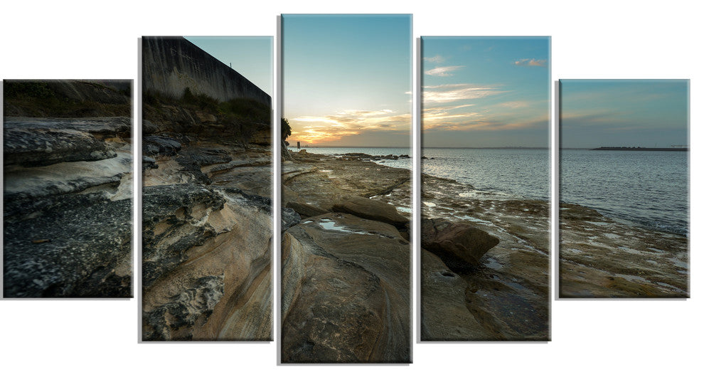 "Rocky Sydney Beach View" Canvas Print, 5 Panels