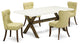 5-Piece Set, 4 Chairs, Table and Wooden Cross Legs-Linen White/Jacobean