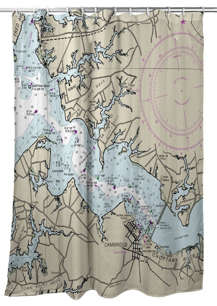 Betsy Drake Cambridge, MD Nautical Map Shower Curtain