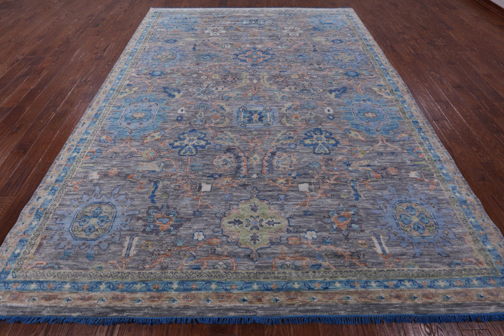 9' 1" X 12' 2" Hand Knotted Turkish Oushak Wool Rug - Q13297