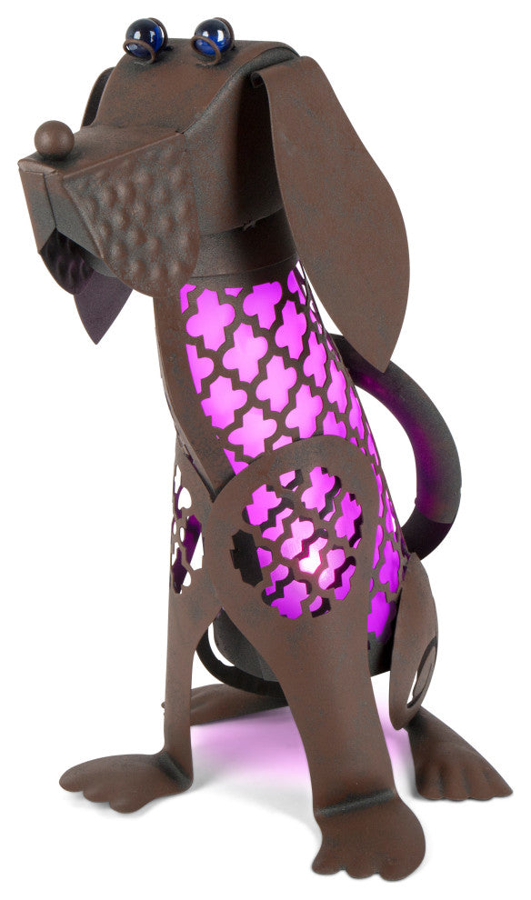 15.5" Solar Lighted Garden Meadow Dog