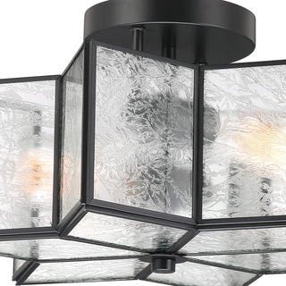 2 - Light 16.14'' Unique/Statement Star Semi Flush Mount, Black