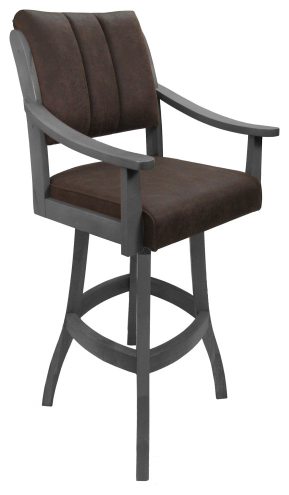 Swivel Counter Wood Bar Stool Casa on S-Base, Northwest Whiskey - Grey, 34"