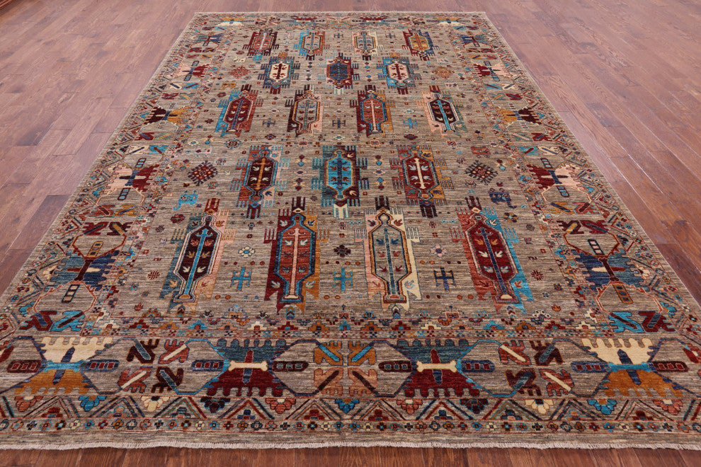 8' 10" X 12' 2" Hand-Knotted Tribal Fine Serapi Rug - Q12144