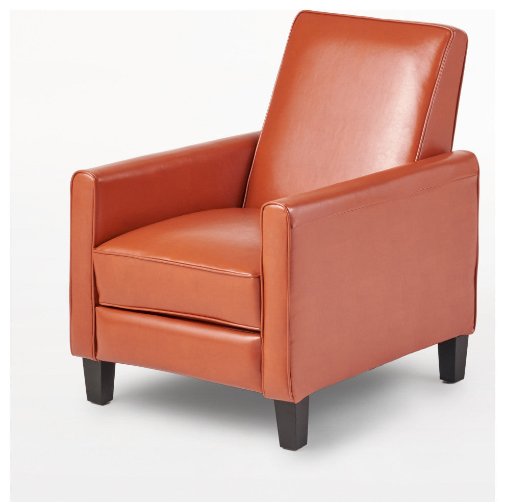 GDF Studio Hinus Indoor Upholstery Club Chair Recliner, Orange Leather