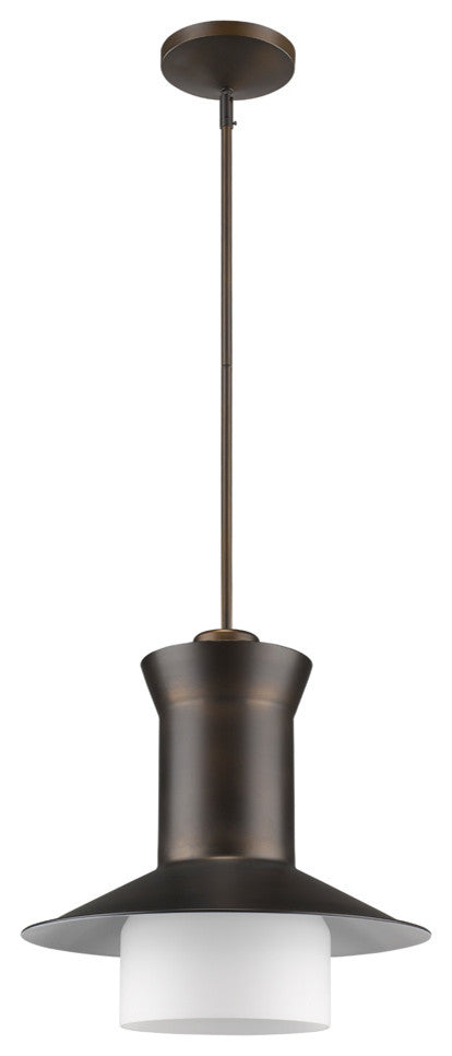 Greta Indoor 1-Light Pendant With Glass Shade, Oil Rubbed Bronze
