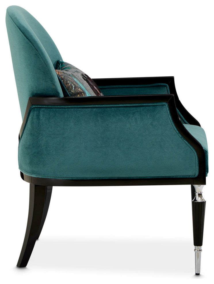 La Francaise Velvet Accent Chair Azure/Black
