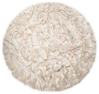 Arlington Circular Faux Fur Rug 6' Diameter Grey, Gradient Tan