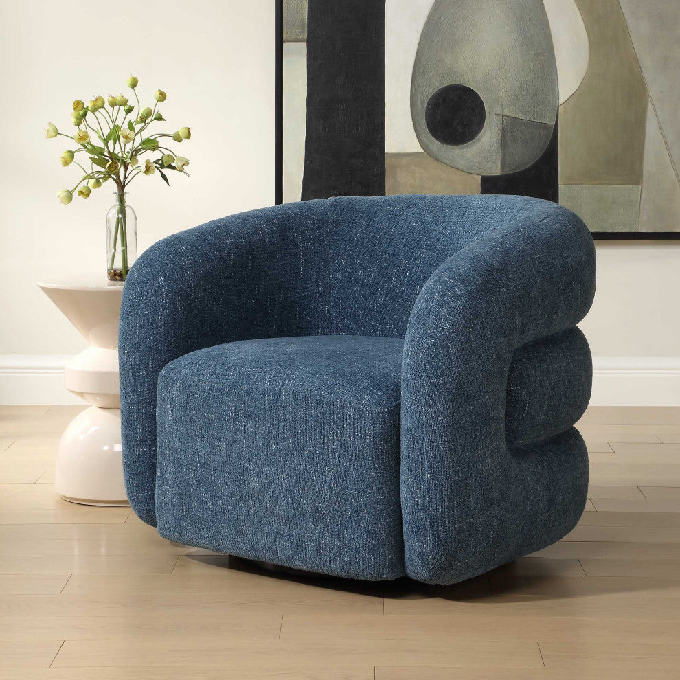 Uttermost Junie Blue Swivel Barrel Chair