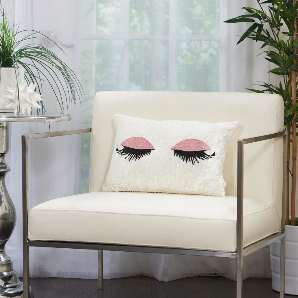 Nourison Luminecence Glitter Eye Shadow Rose Throw Pillow, 12"x18"