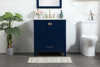 Iris Single Bathroom Vanity, Blue, 30", With Backsplash