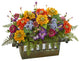 Mixed Floral Artificial Arrangement, Rectangular Wood Planter