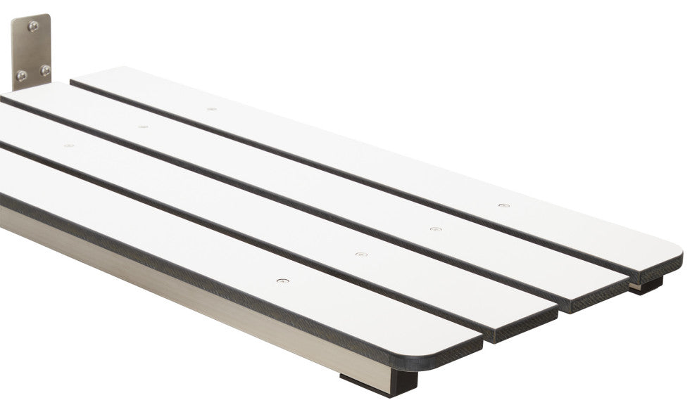 Hermosa 32"x13.5" Back Wall-Mount Folding Tub Seat With 3" Slats, White