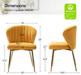 Luna Contemporary Side Chair With Tufted Back, Mustard