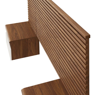 Render Wall Mount Twin Headboard and Modern Nightstands, Walnut