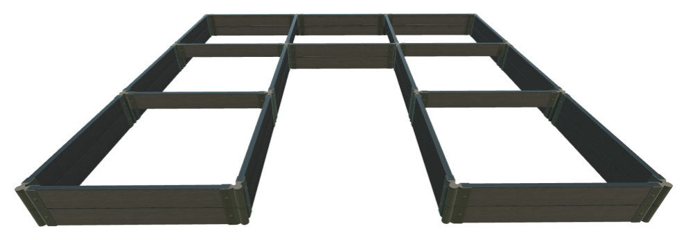Weathered Wood Walk-In Jumbo U-Shape' 12'x12' 11" Raised Garden Bed, 2" Profile