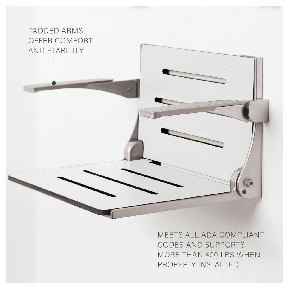 Seachrome Silhouette Comfort Shower Seats with Arms, White Seat With Silver Frame