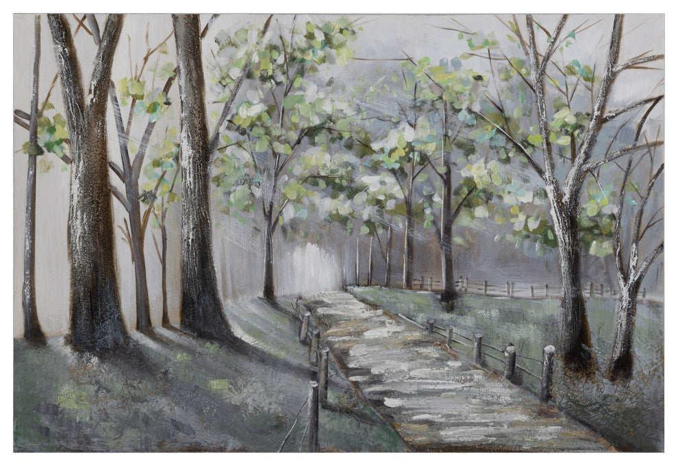 'Lighted Path II', 47"x32" Wall Art on Canvas, Hand Painted With 3D Accents