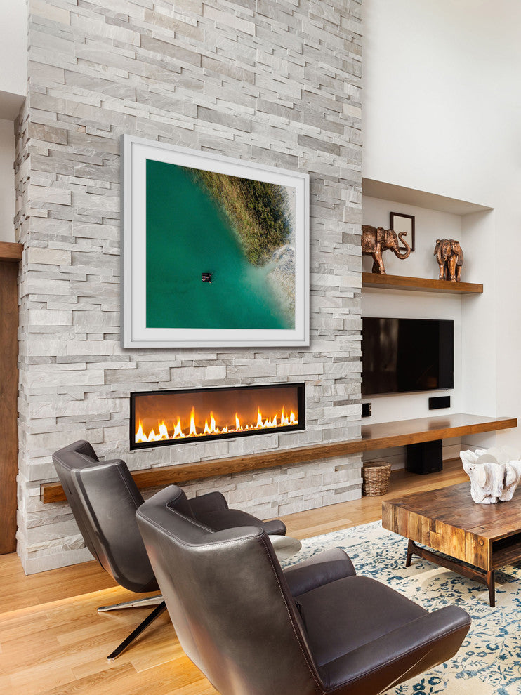 "Aqua Lake" Framed Print by Karolis Janulis