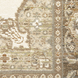 Adeline Distressed Medallion Beige and Ivory Area Rug, 6'7"x9'6"