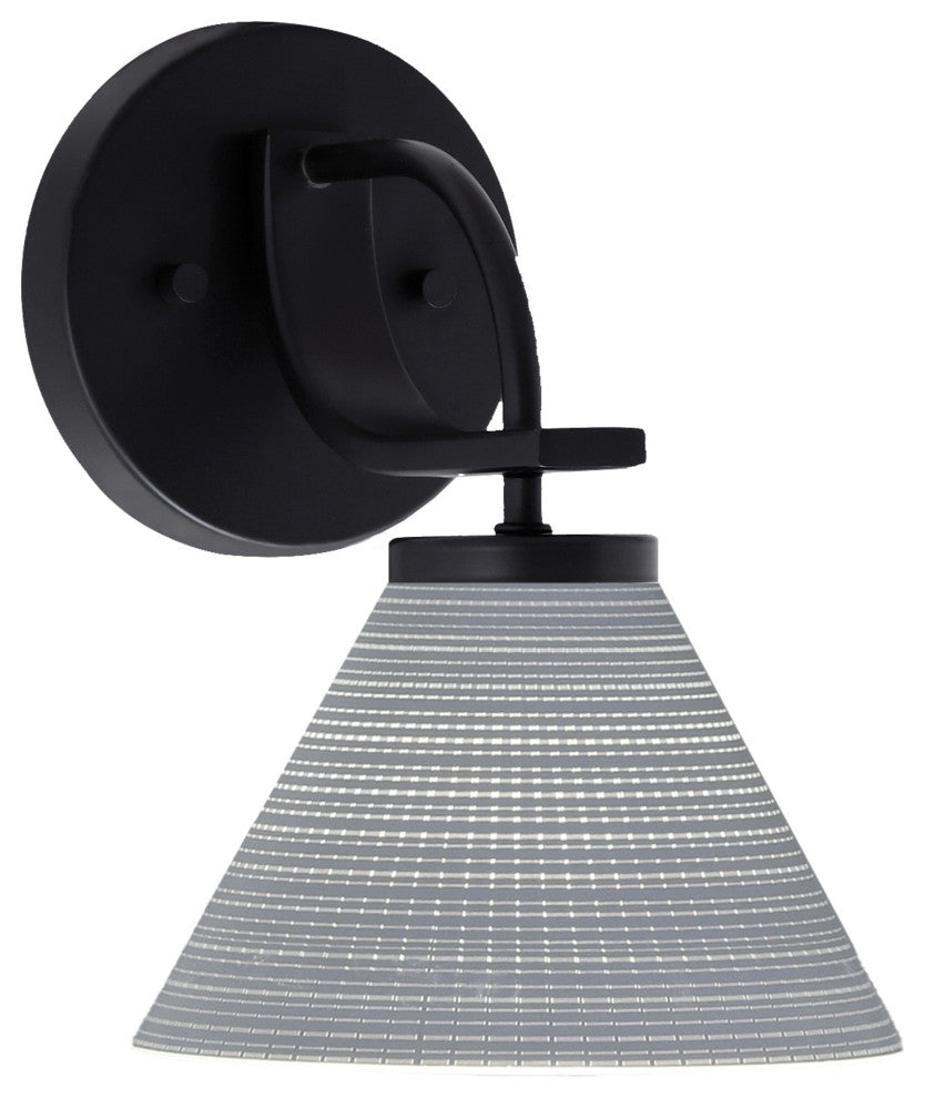 Cavella 1 Light Wall Sconce, Matte Black Finish, 7" Gray Matrix Glass