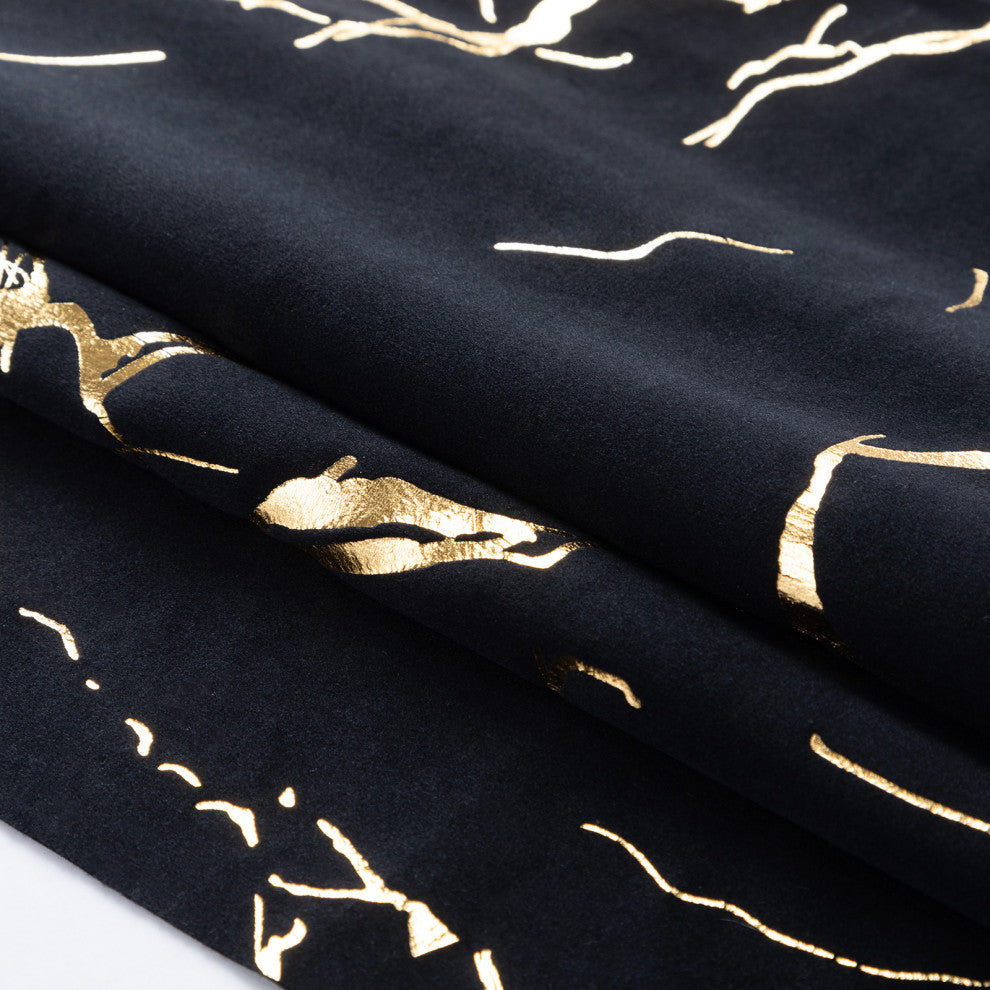 Luxury Hot Stamped Velvet Ottoman, Black