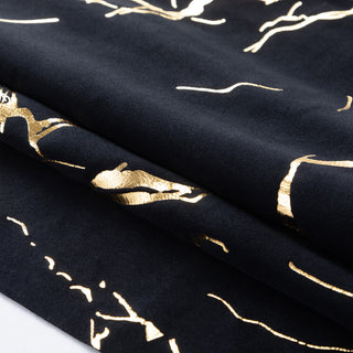 Luxury Hot Stamped Velvet Ottoman, Black