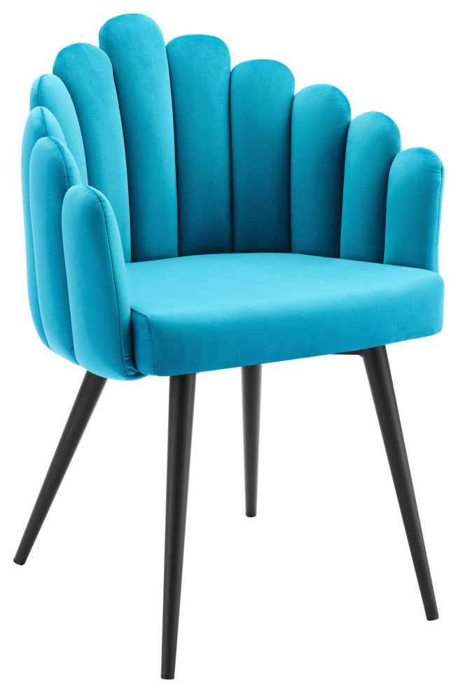 Vanguard Performance Velvet Dining Chair Set of 2, Black Blue